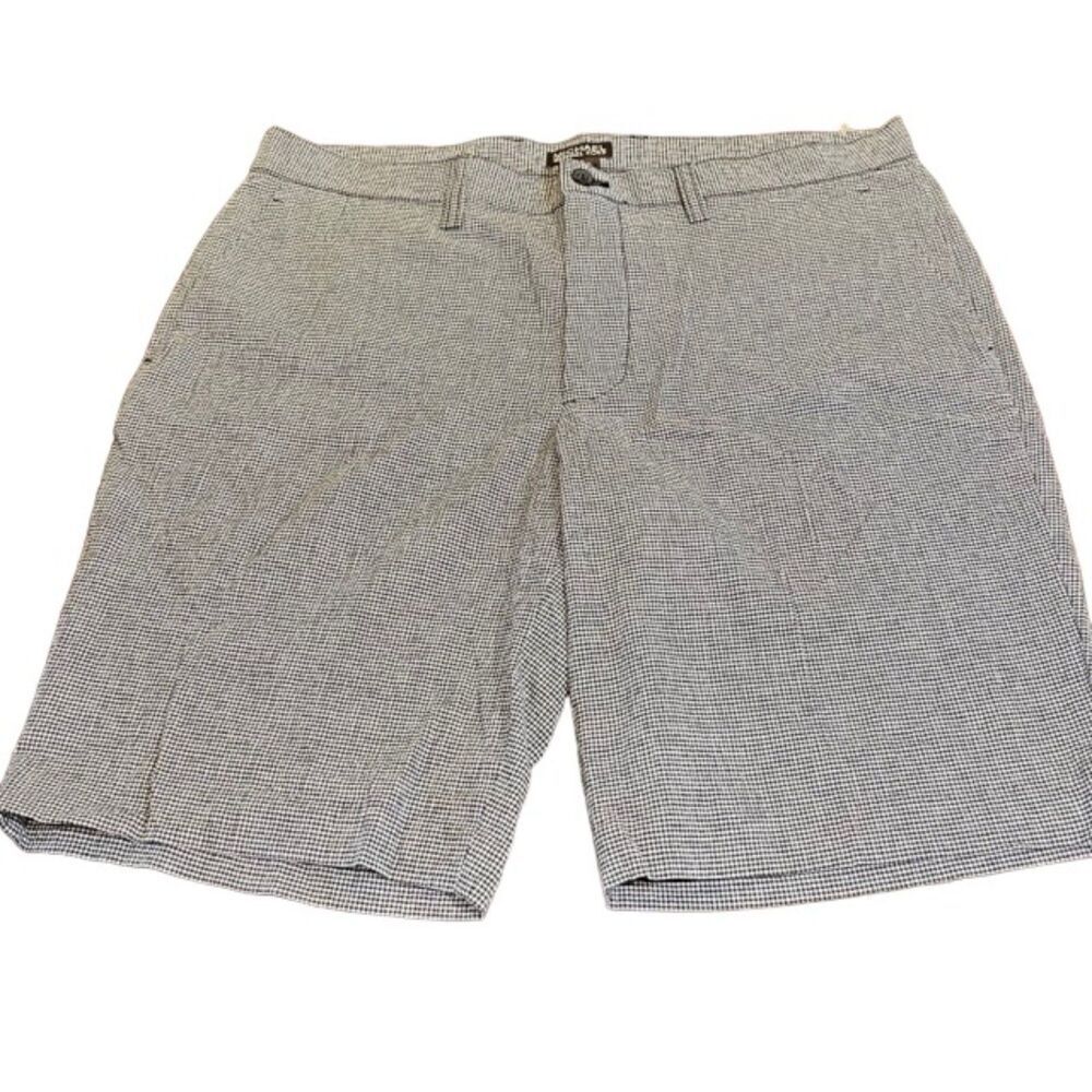 NWOT Michael Kors Mens Gingham‎ Flat Front Shorts Black and White Check Size 36